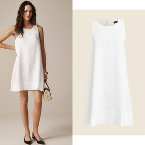 NWT J CREW Maxine button-back dress in linen in white